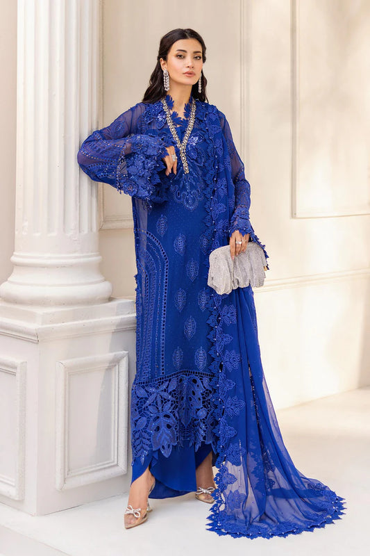 Maria B Embroidered Chiffon MPC-25-103-Cobalt Blue