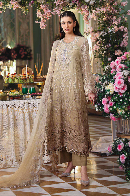 Maria B Embroidered Chiffon MPC-26-103-OLIVE GOLD