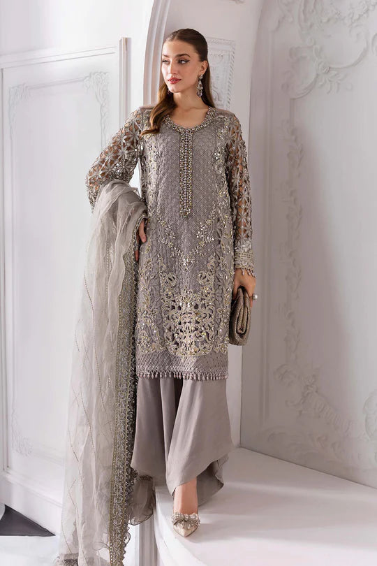 MARIA. B UNSTITCHED MBROIDERED BD-3006-Steel Grey