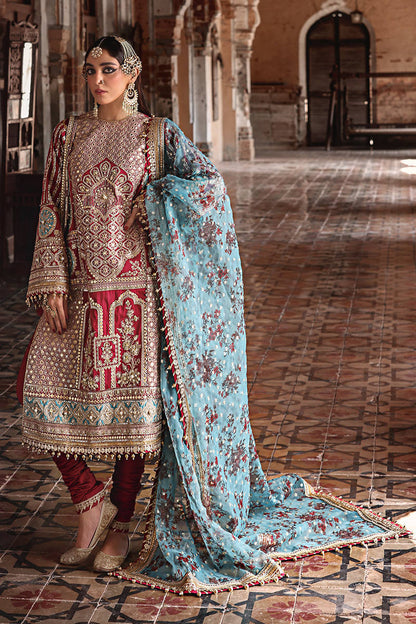 MOHSIN NAVEED RANJHA – MNR – BIBI LAL – ZWU23-29 – Red and Turquoise Blue