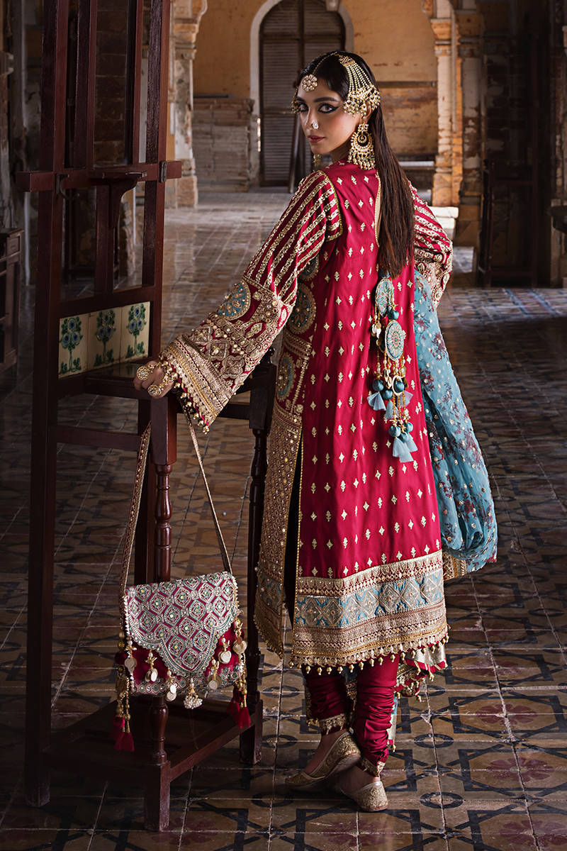 MOHSIN NAVEED RANJHA – MNR – BIBI LAL – ZWU23-29 – Red and Turquoise Blue