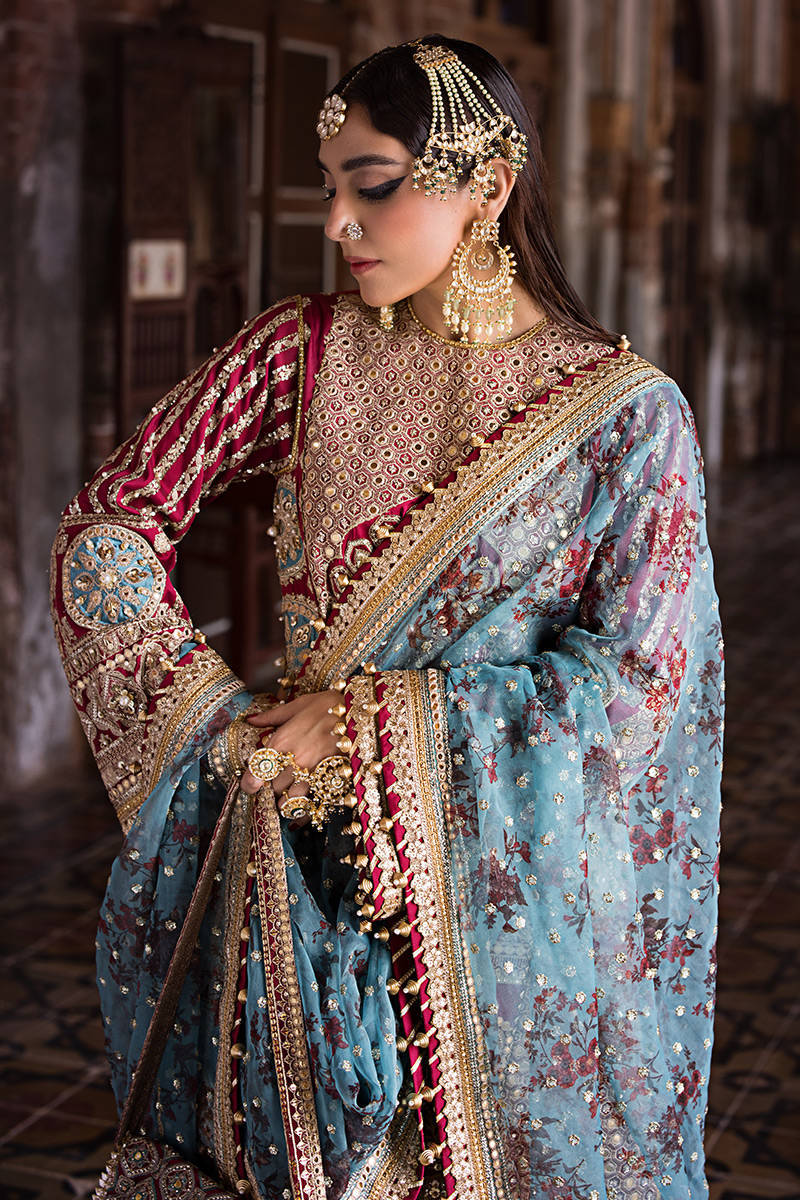 MOHSIN NAVEED RANJHA – MNR – BIBI LAL – ZWU23-29 – Red and Turquoise Blue