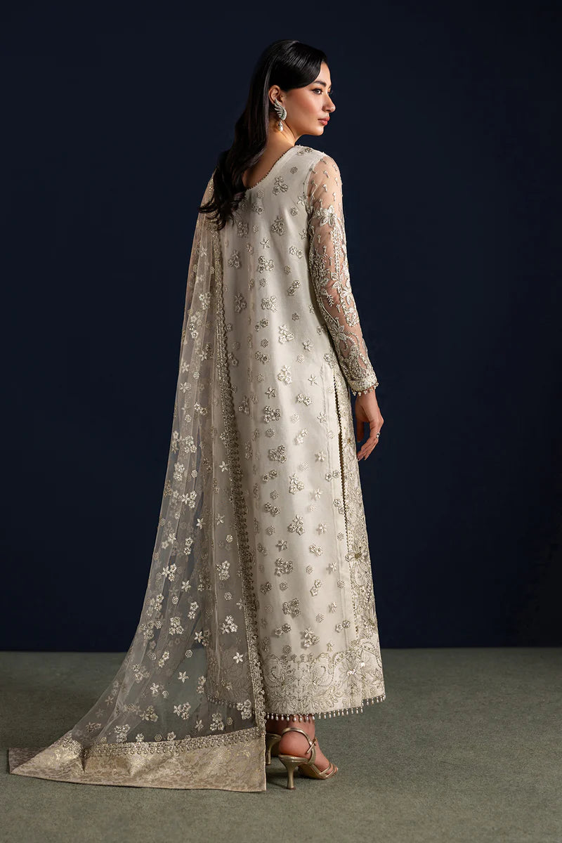 Baroque 4448 | Luxury White Embroidered Net Dress | Pakistani Formal Wear