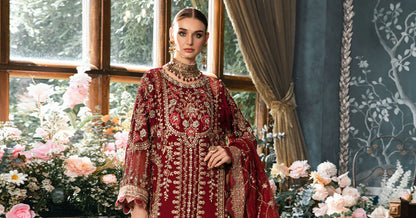 MARIA. B UNSTITCHED MBROIDERED BD-2807-Maroon