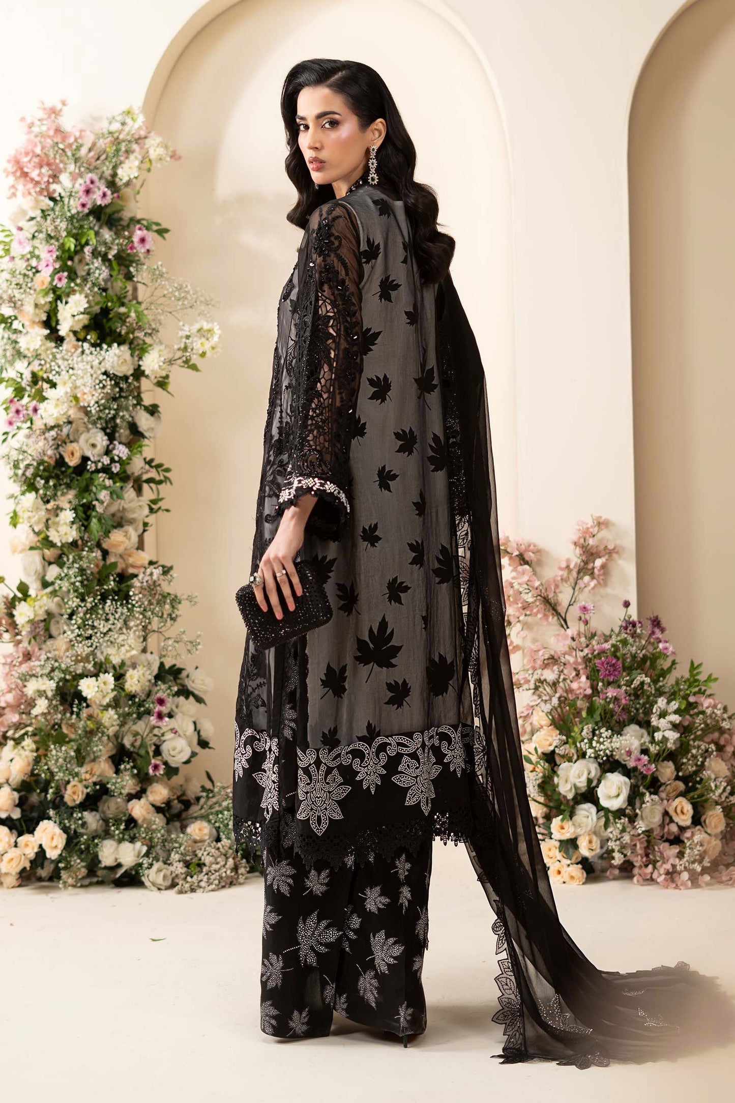 Maria B Embroidered Chiffon MCS-26-101-Black