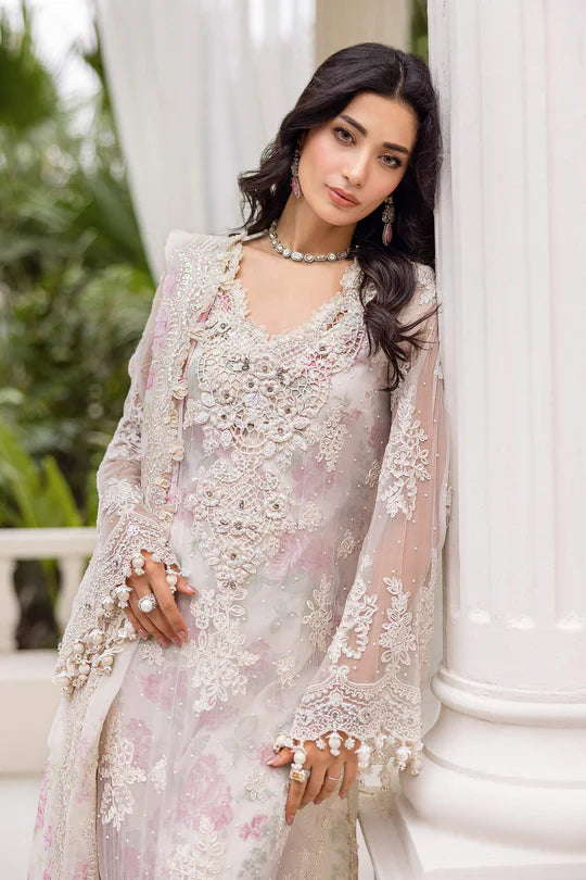 Maria B Embroidered Chiffon MPC-25-101-Off White Rose