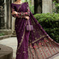 Maria B Embroidered Chiffon Saree WF-09-01-Purple