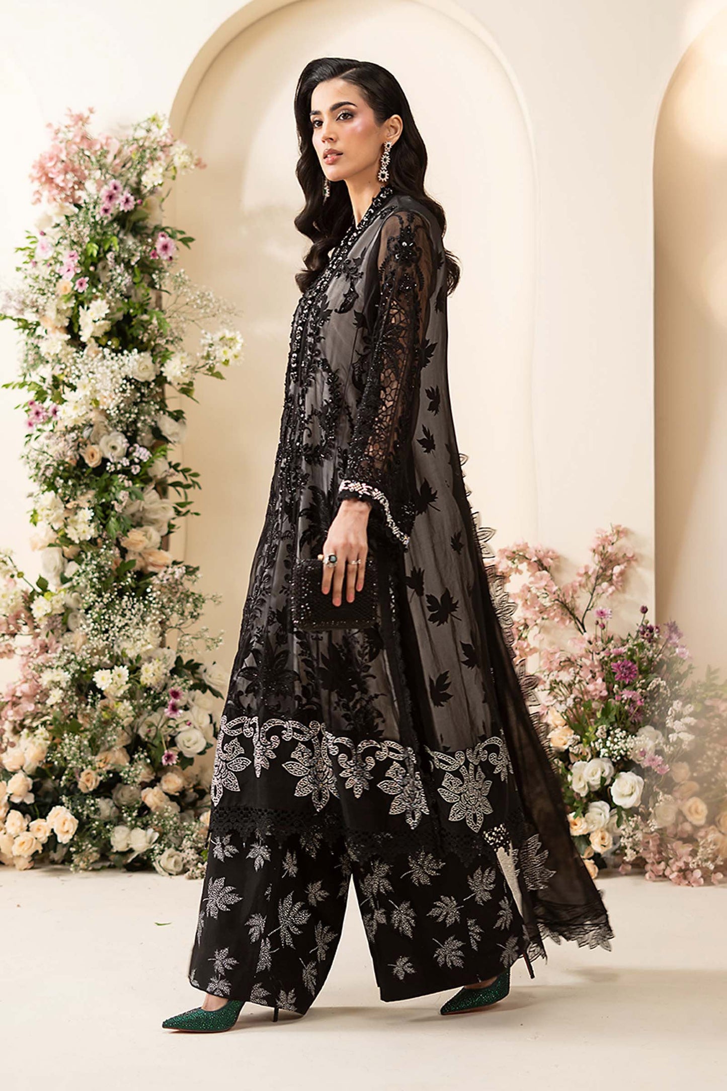 Maria B Embroidered Chiffon MCS-26-101-Black