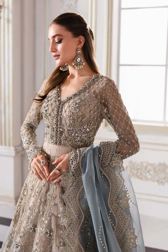 MARIA. B UNSTITCHED MBROIDERED BD-3002- Coffee To Aqua