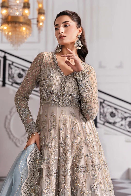 MARIA. B UNSTITCHED MBROIDERED BD-3002- Coffee To Aqua