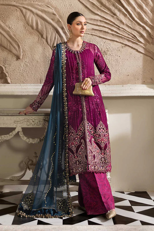 Maria B Embroidered Chiffon MPC-25-102-Magenta