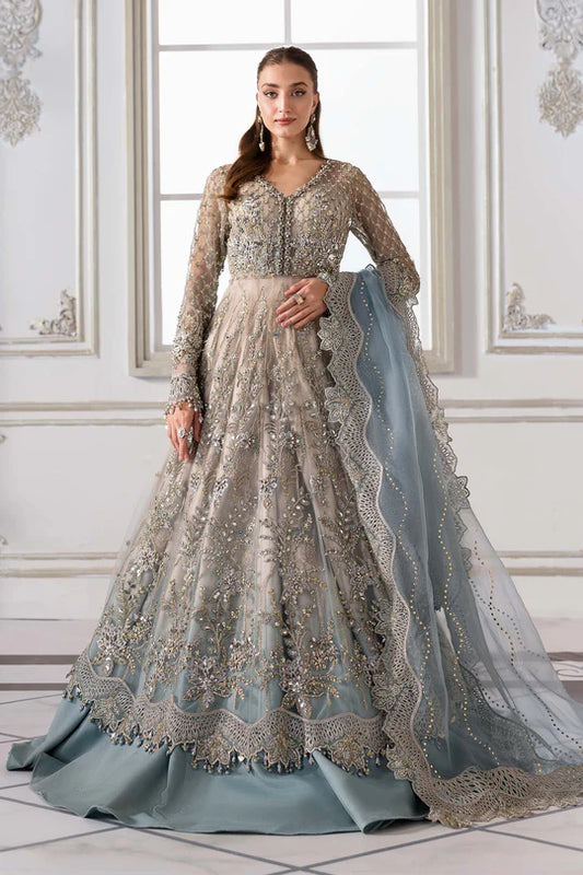 MARIA. B UNSTITCHED MBROIDERED BD-3002- Coffee To Aqua