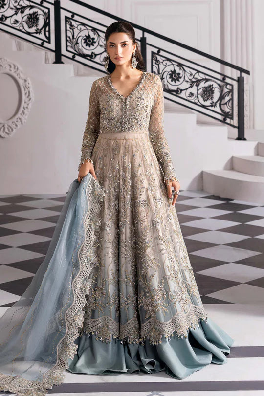 MARIA. B UNSTITCHED MBROIDERED BD-3002- Coffee To Aqua