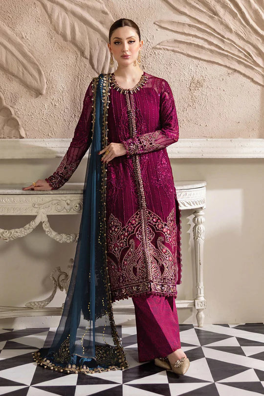 Maria B Embroidered Chiffon MPC-25-102-Magenta