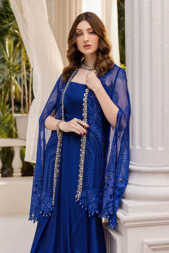 Maria B Embroidered Chiffon MPC-25-103-Cobalt Blue