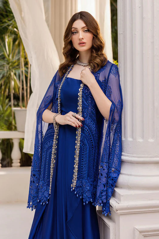Maria B Embroidered Chiffon MPC-25-103-Cobalt Blue