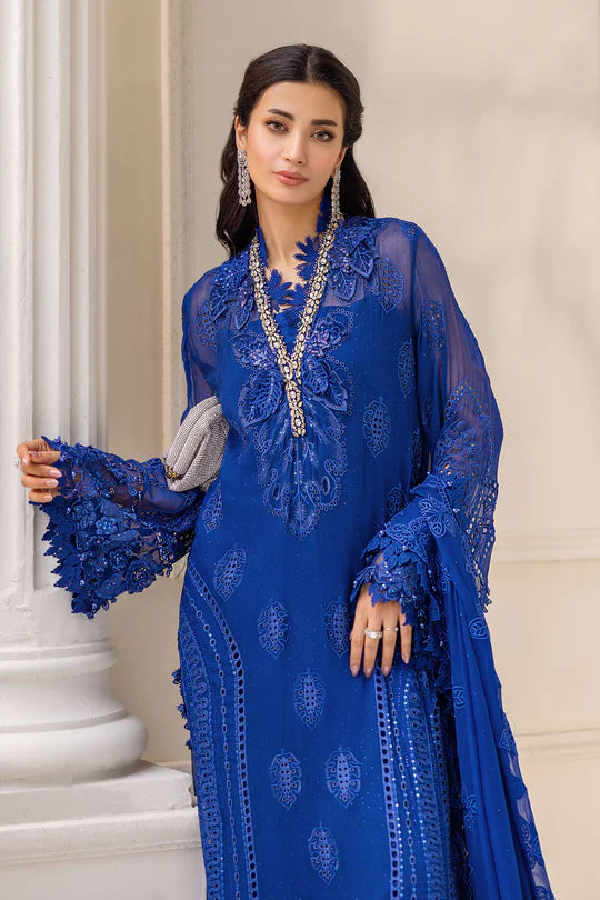 Maria B Embroidered Chiffon MPC-25-103-Cobalt Blue