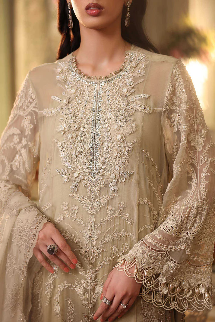 Maria B Embroidered Chiffon MPC-26-103-OLIVE GOLD