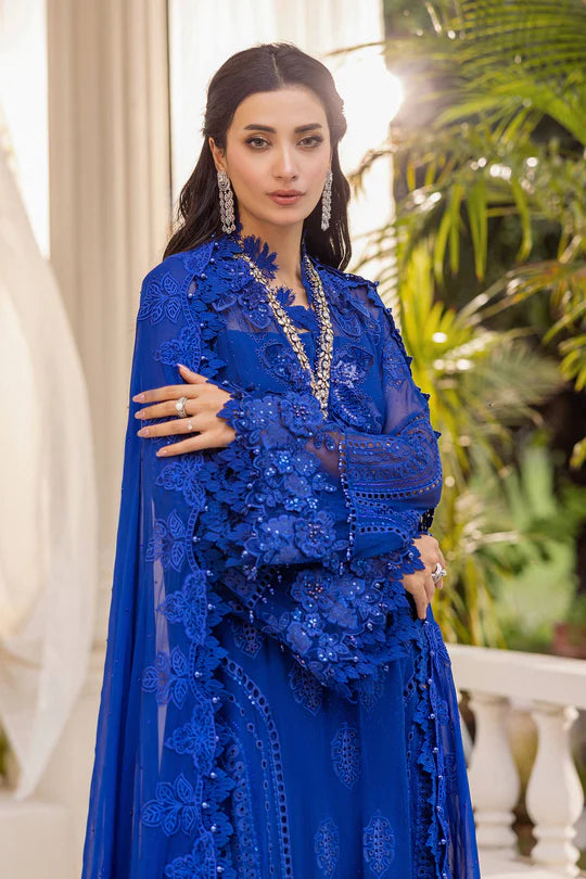 Maria B Embroidered Chiffon MPC-25-103-Cobalt Blue