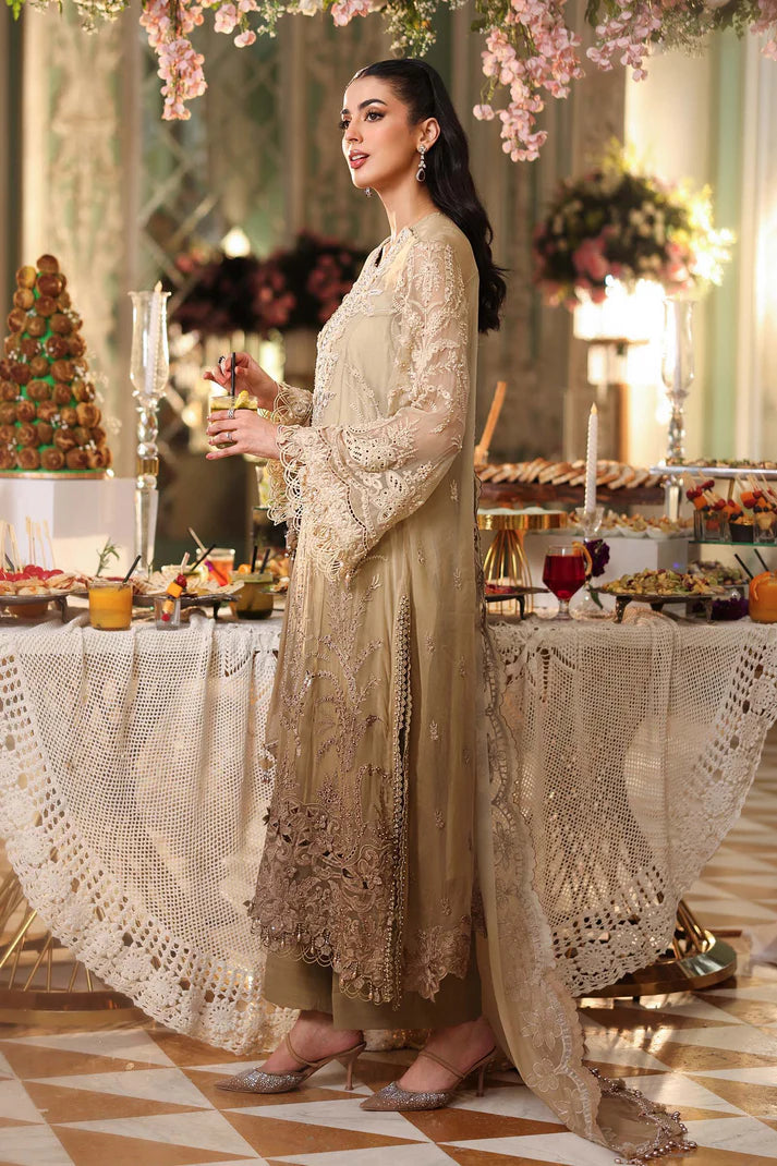 Maria B Embroidered Chiffon MPC-26-103-OLIVE GOLD