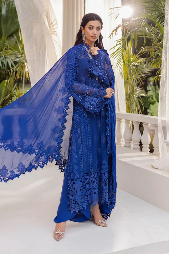 Maria B Embroidered Chiffon MPC-25-103-Cobalt Blue