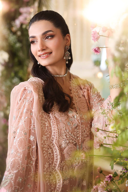 Maria B Embroidered Chiffon MPC-26-104-Peach Pink