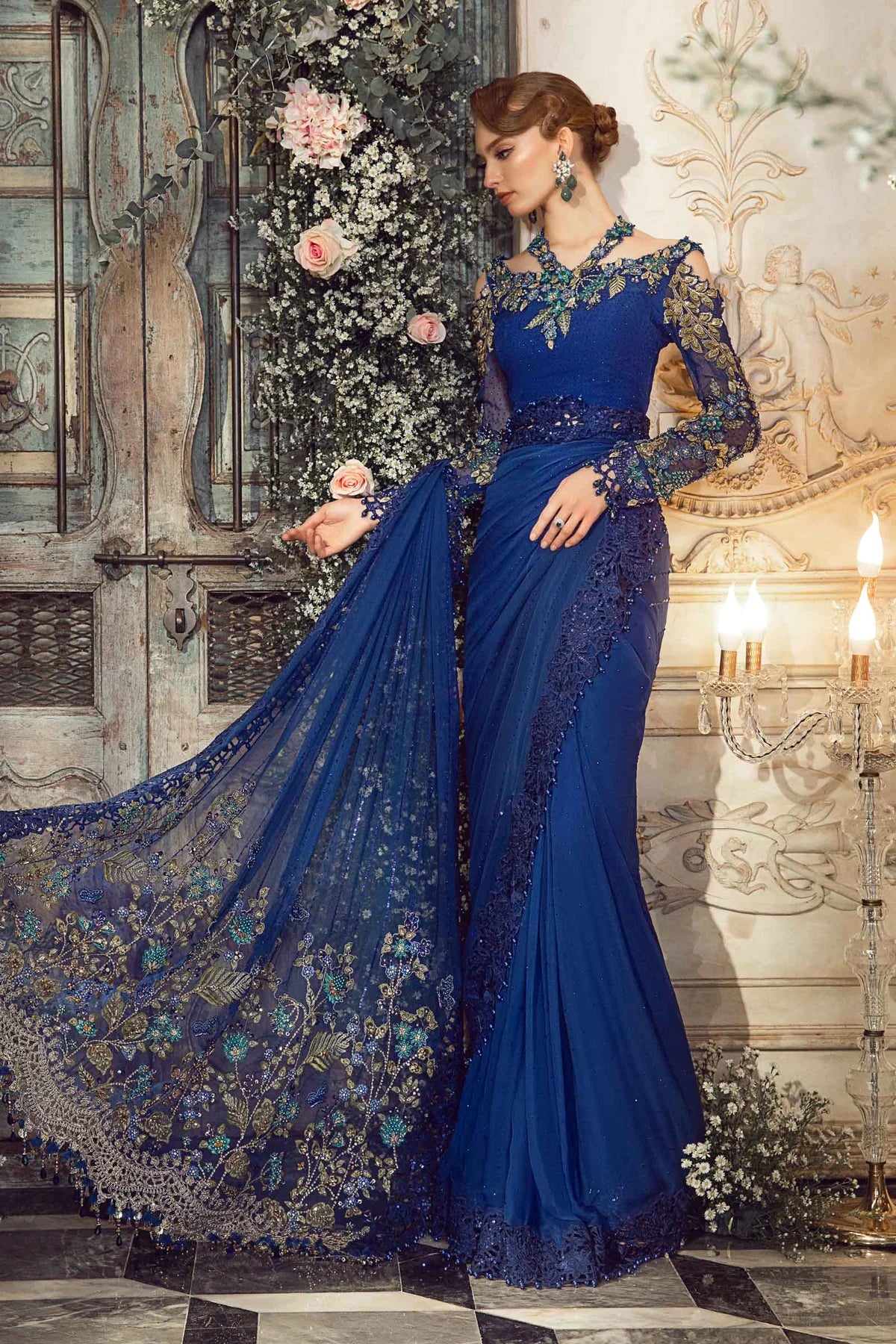 MARIA. B UNSTITCHED MBROIDERED Cobalt Blue BD-2704