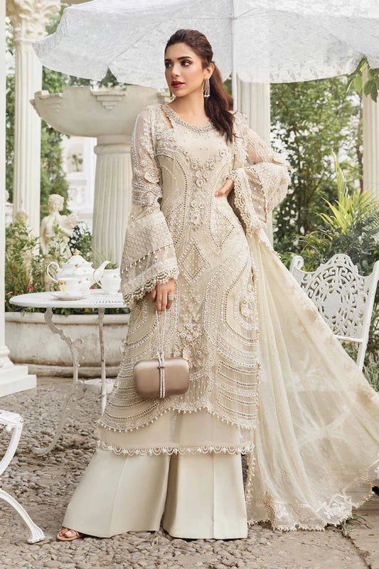 Maria B D4 Off White Chiffon Collection