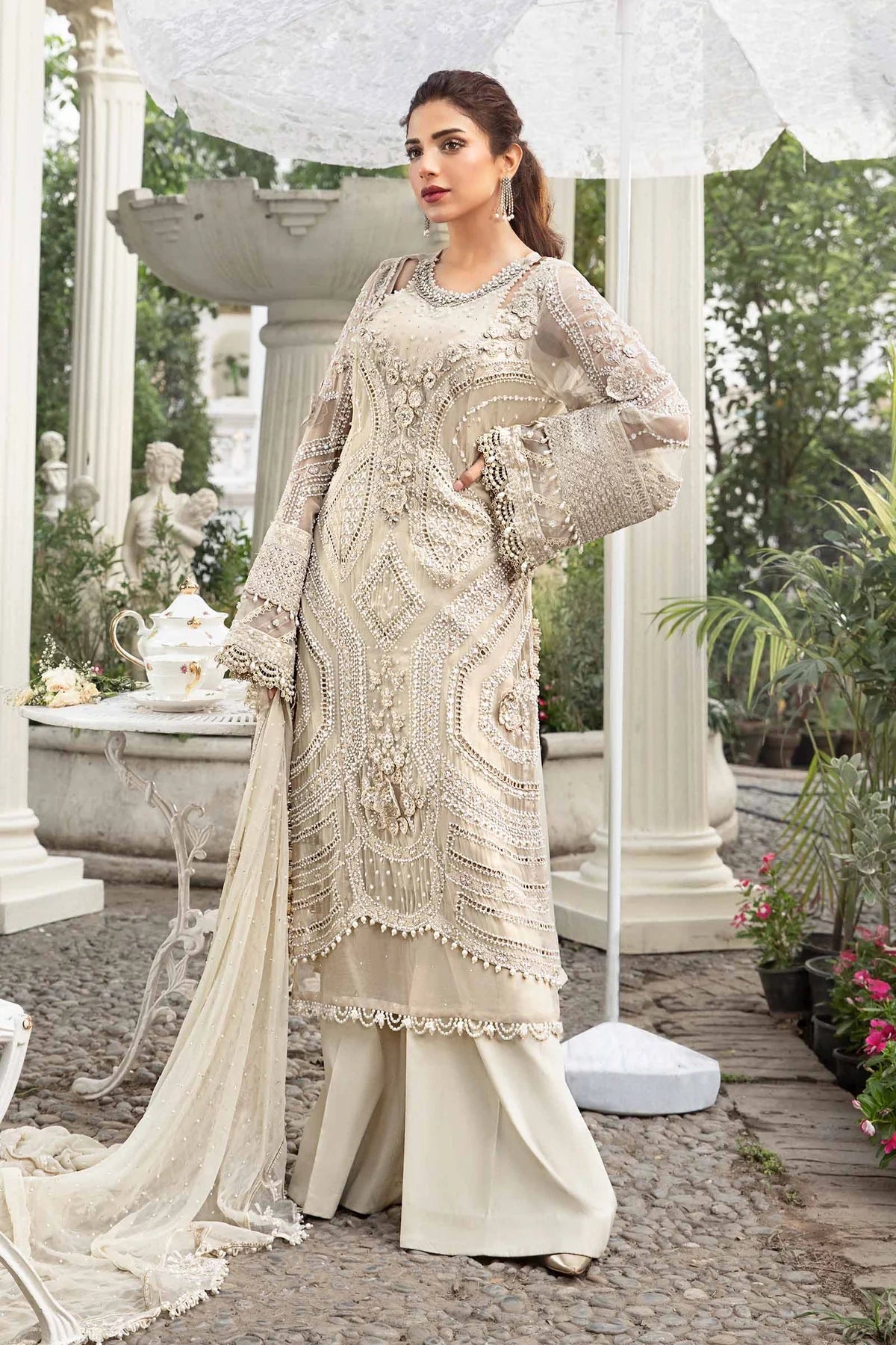 Maria B D4 Off White Chiffon Collection