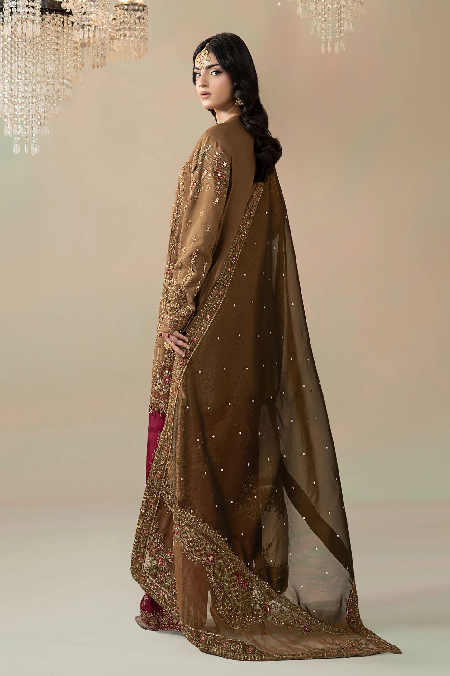 Maria B Embroidered Raw Silk WF-09-04-Brown