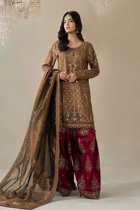 Maria B Embroidered Raw Silk WF-09-04-Brown