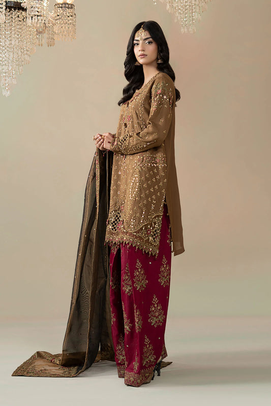 Maria B Embroidered Raw Silk WF-09-04-Brown