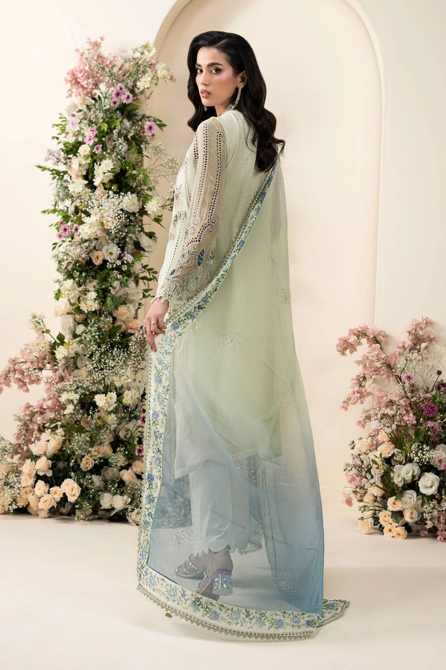 Maria B Embroidered Chiffon MPC-26-105-Pista
