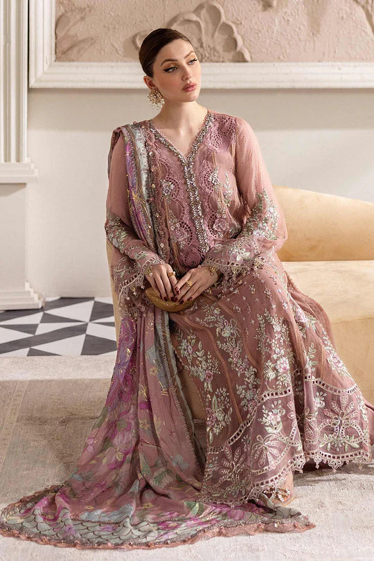 Maria B Embroidered Chiffon MPC-25-105-Tea Pink
