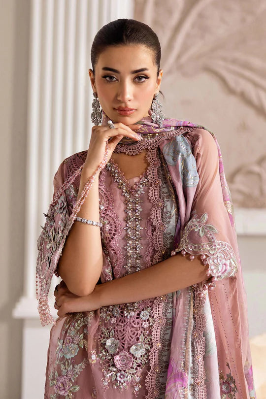 Maria B Embroidered Chiffon MPC-25-105-Tea Pink