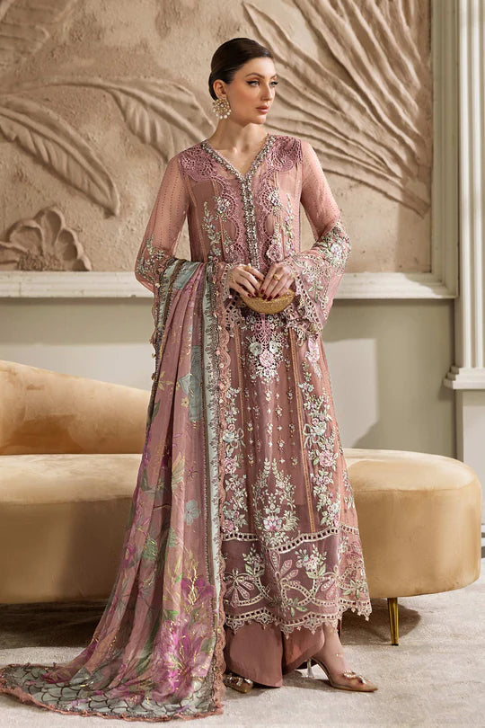 Maria B Embroidered Chiffon MPC-25-105-Tea Pink