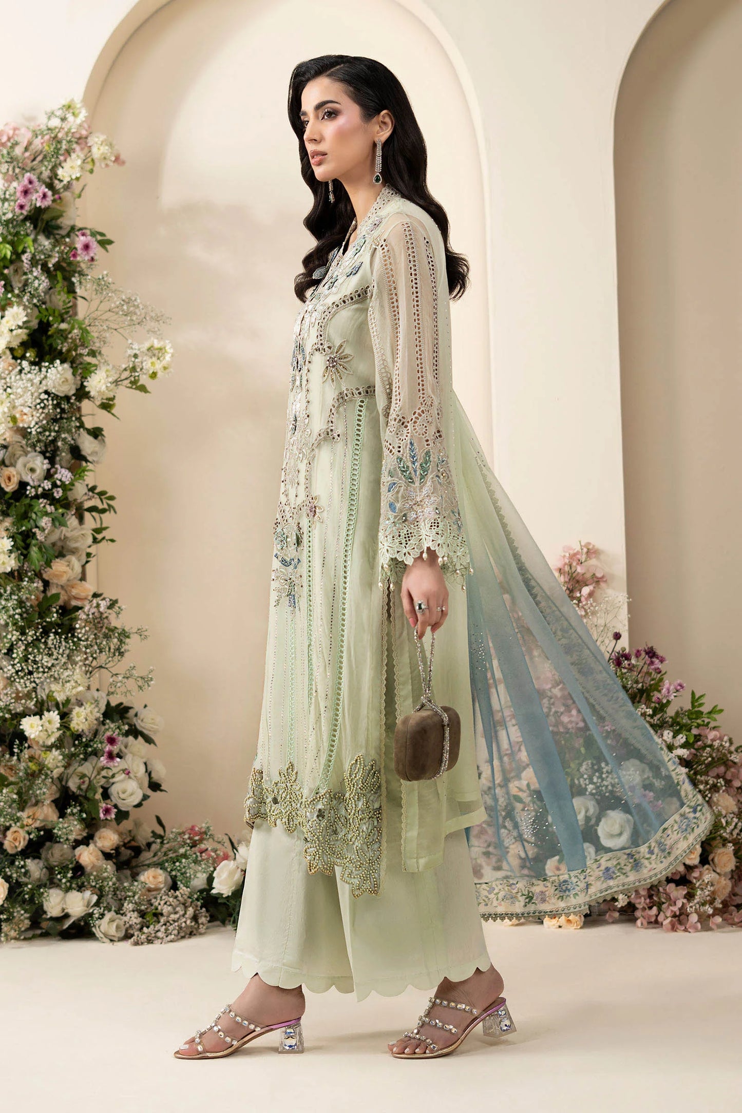 Maria B Embroidered Chiffon MPC-26-105-Pista