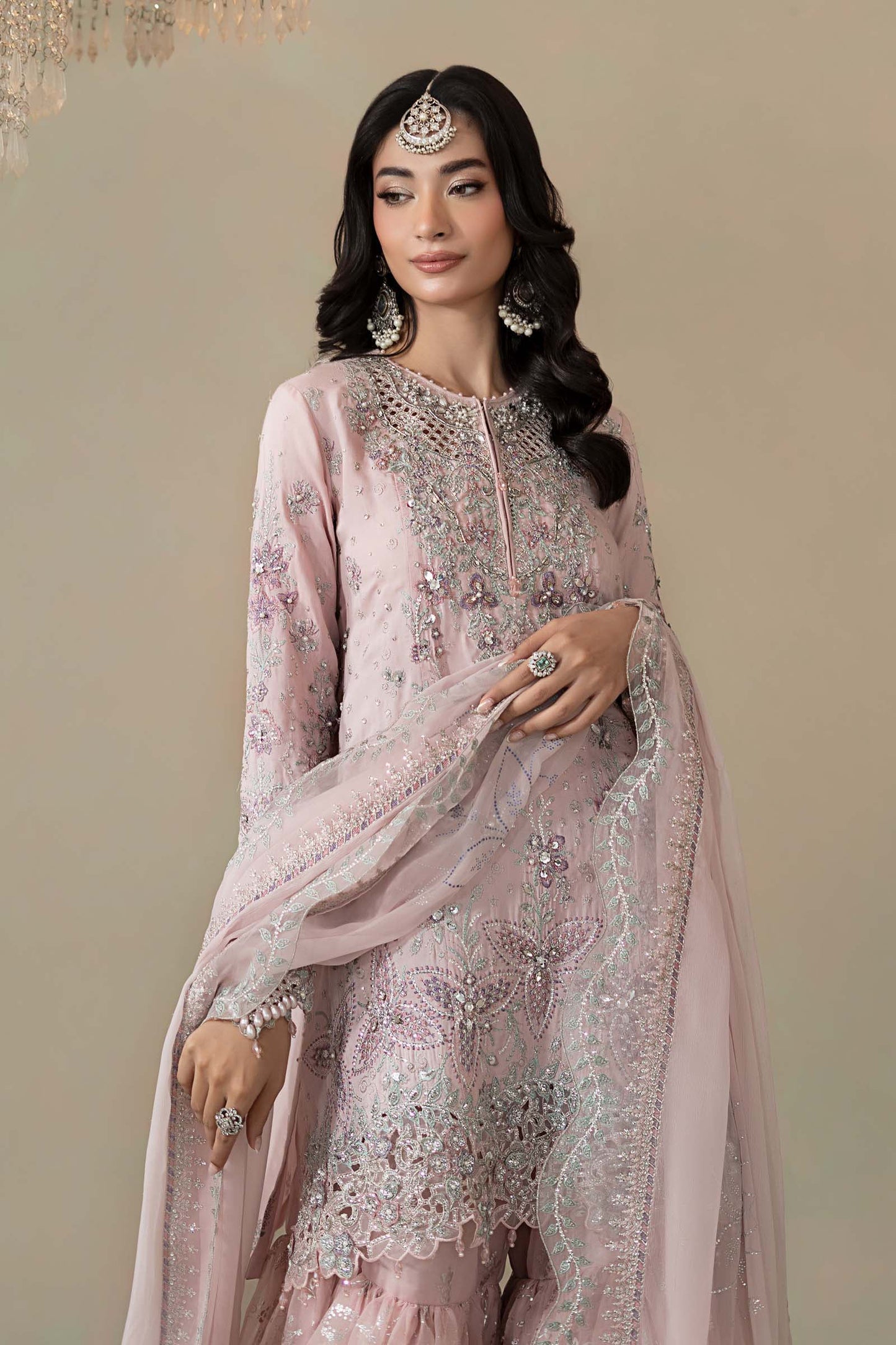 Maria B Embroidered Raw Silk WF-09-05-Nude Pink