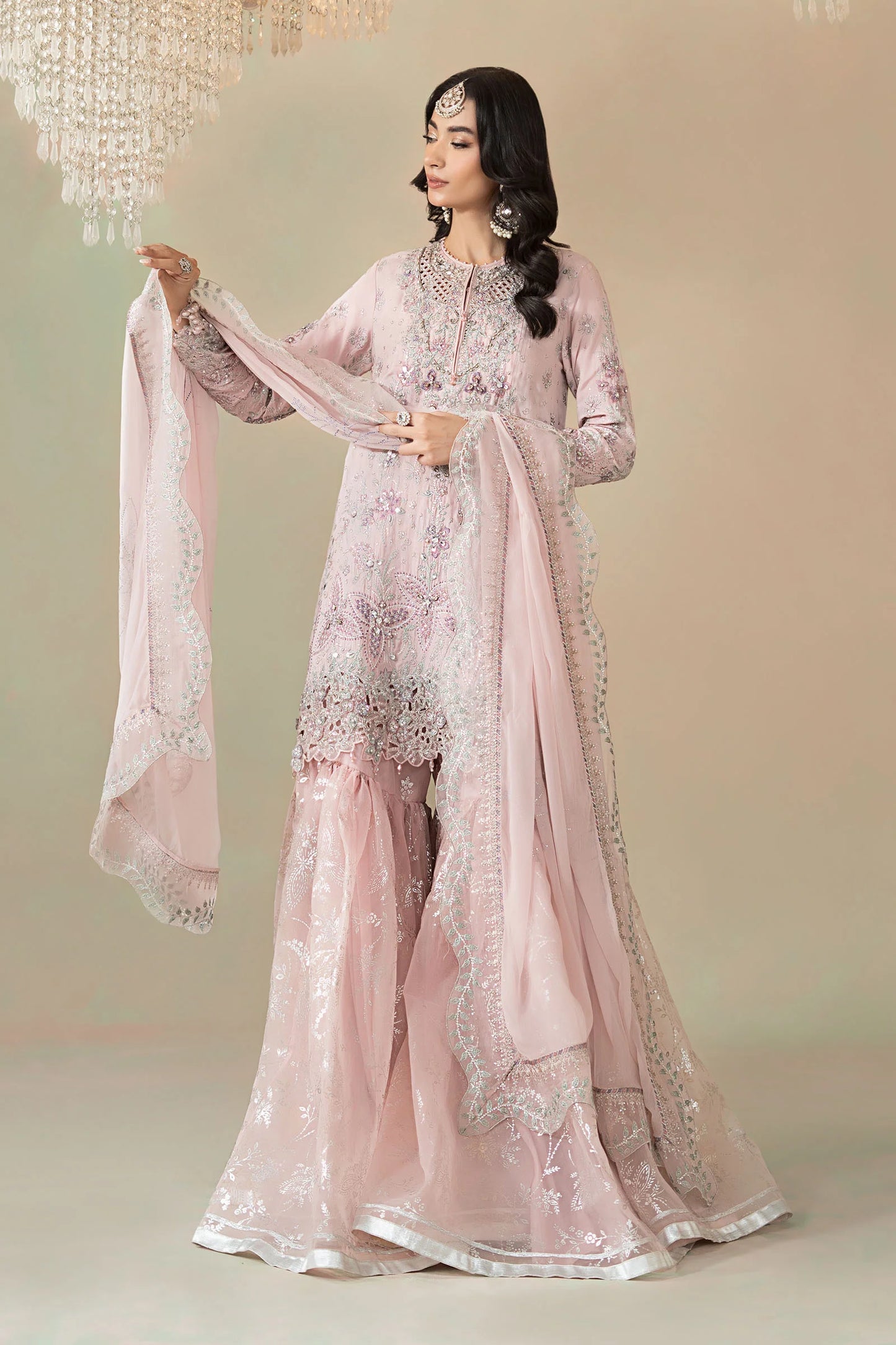 Maria B Embroidered Raw Silk WF-09-05-Nude Pink