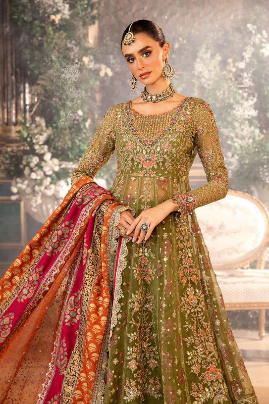 MARIA. B UNSTITCHED MBROIDERED BD-2906- olive Green
