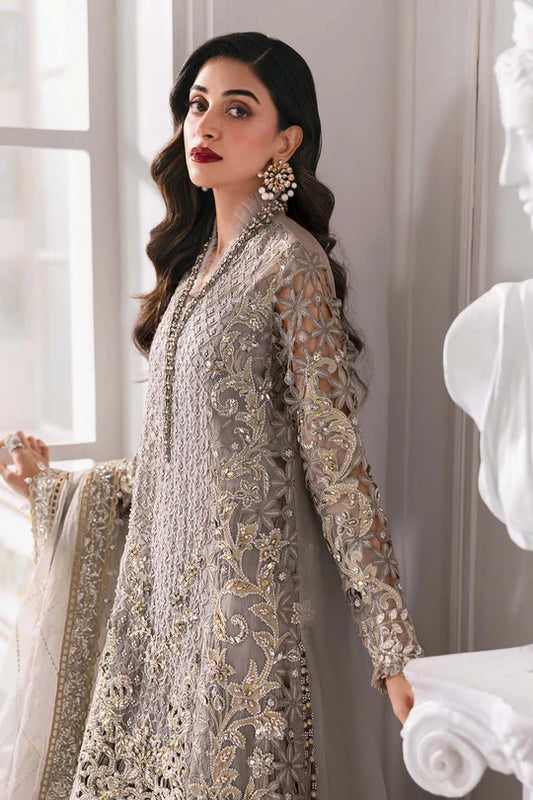 MARIA. B UNSTITCHED MBROIDERED BD-3006-Steel Grey