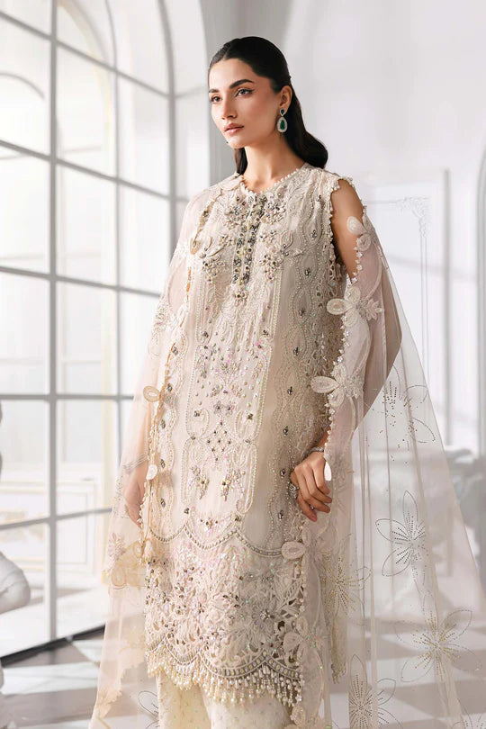 MARIA. B UNSTITCHED MBROIDERED BD-3007-Off white