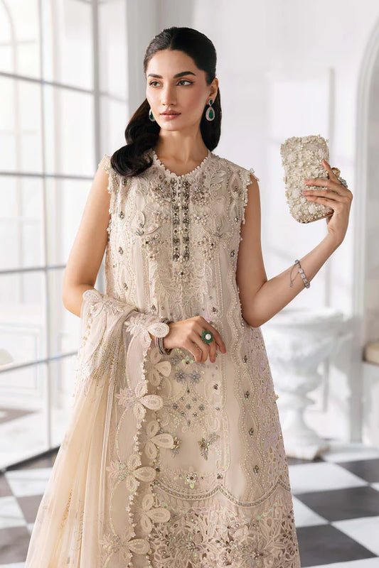 MARIA. B UNSTITCHED MBROIDERED BD-3007-Off white