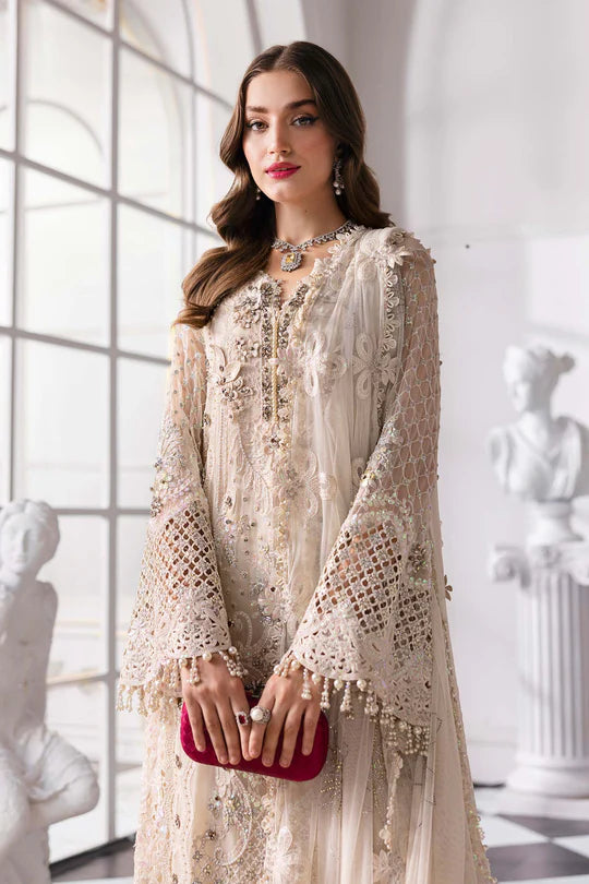 MARIA. B UNSTITCHED MBROIDERED BD-3007-Off white
