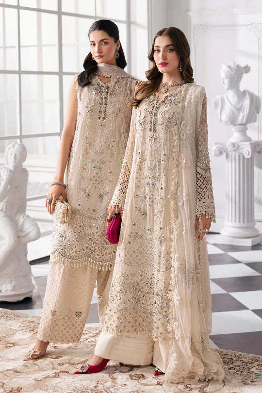 MARIA. B UNSTITCHED MBROIDERED BD-3007-Off white
