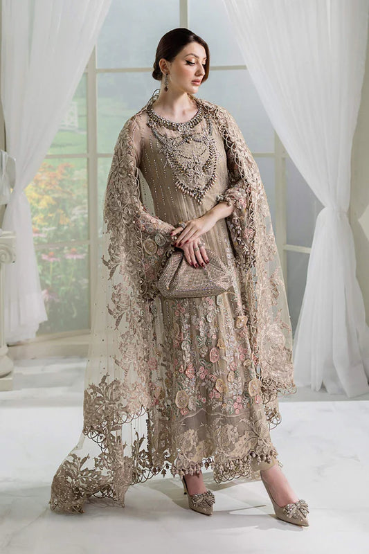 Maria B Embroidered Chiffon MPC-25-107-Biege