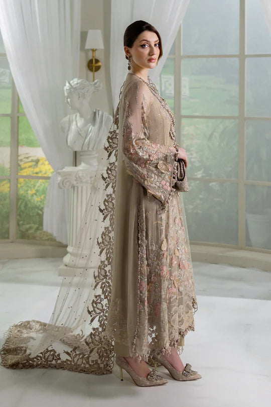 Maria B Embroidered Chiffon MPC-25-107-Biege