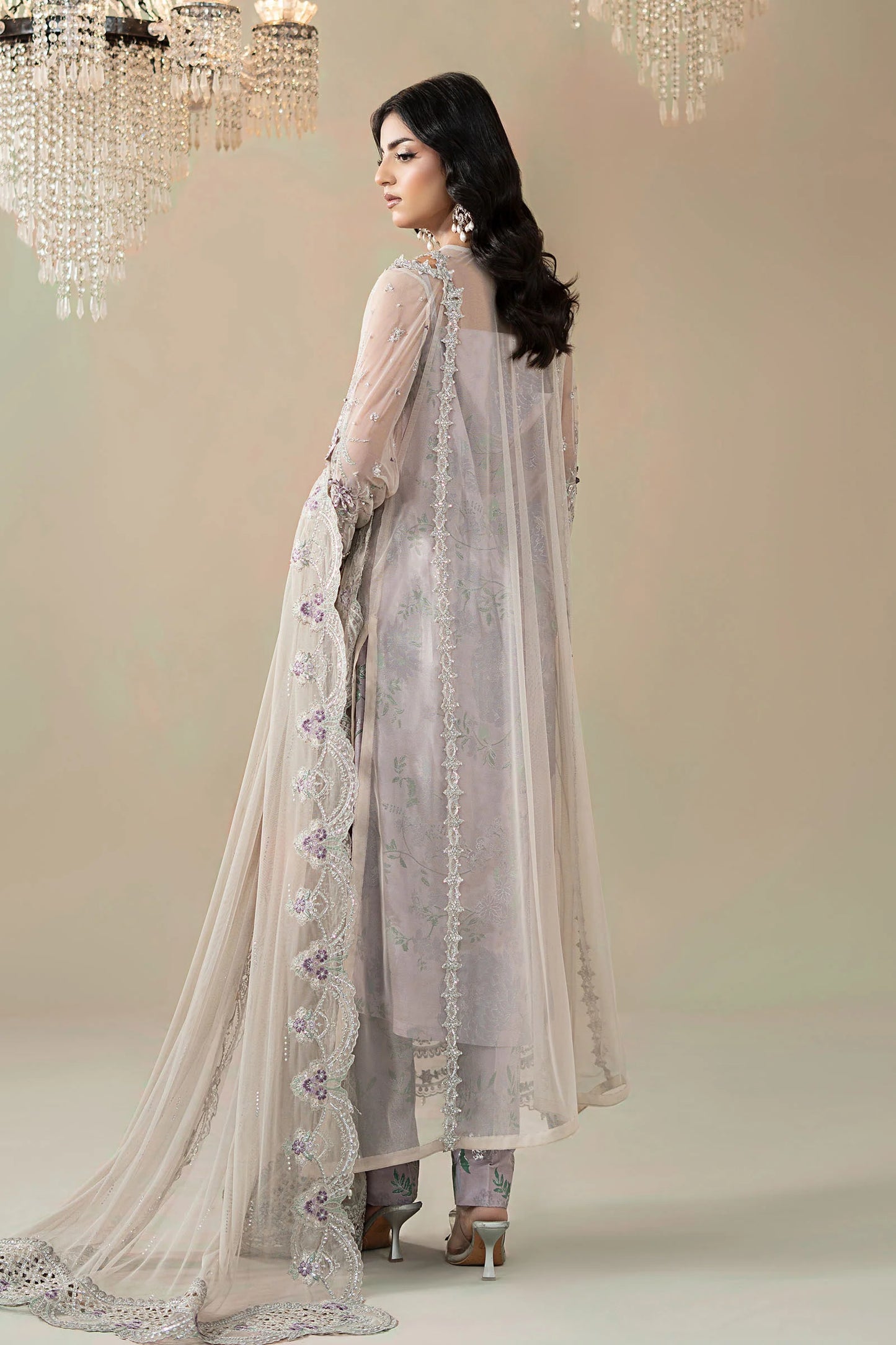 Maria B Embroidered Net WF-09-07-Grey