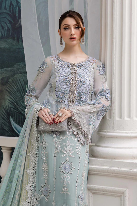 Maria B Embroidered Chiffon MPC-25-108-Aqua