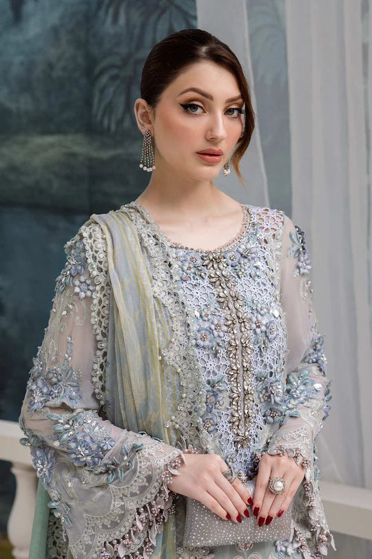 Maria B Embroidered Chiffon MPC-25-108-Aqua